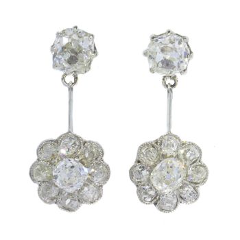 Platinum Art Deco pendant diamond earrings by Unknown Artist