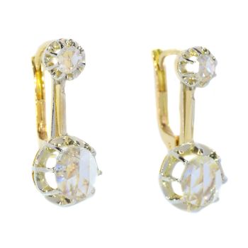 Vintage 1940's earrings with large rose cut diamonds by Unknown Artist