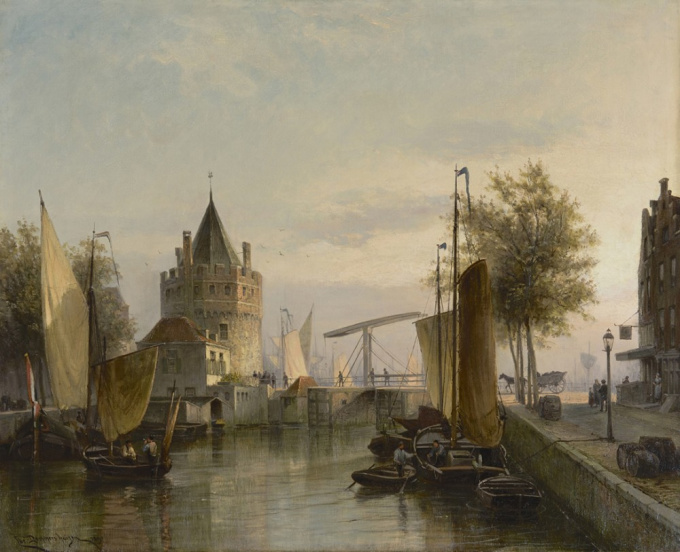 A view of the Schreierstoren, Amsterdam by Cornelis Christiaan Dommelshuizen