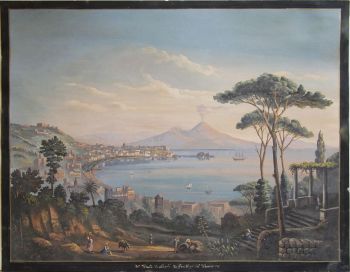 Pair Grand Tour views of Naples by Unknown Artist