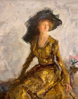 Woman with hat/portrait of Marjorie Bowen by Maurice Goth