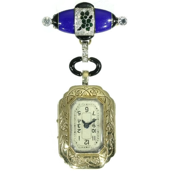 Boucheron Art Deco blue enamel Lady watch, stunning piece by Boucheron