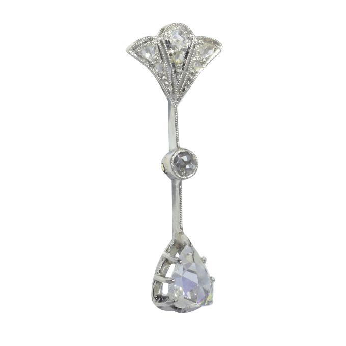 Vintage 1920's Art Deco diamond pendant with large rose cut diamond pear shape by Artiste Inconnu