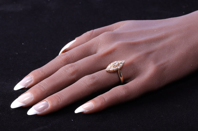 Vintage antique diamond marquise shaped ring by Artista Sconosciuto
