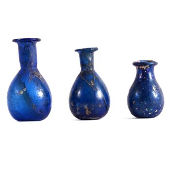  A group of 3 Roman blue glass unguentaria by Unknown Artist