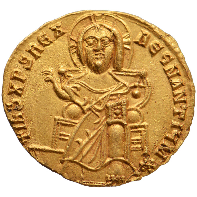 AV Solidus Basil the Macedonian with Constantine (867-886) by Onbekende Kunstenaar