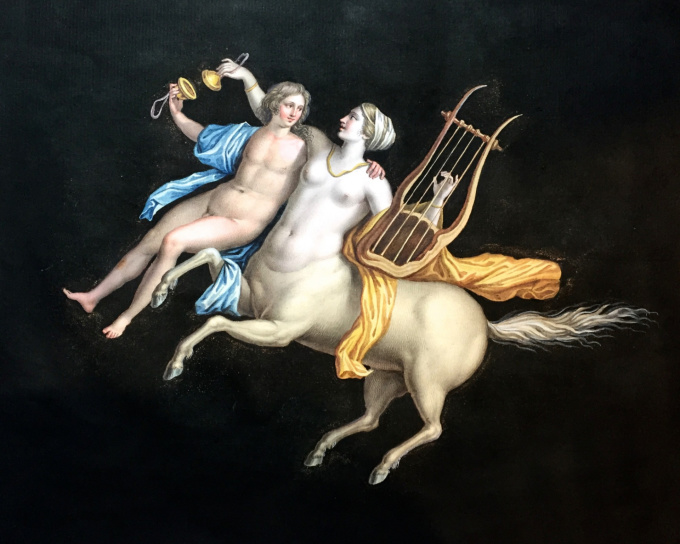 Maestri: Grand Tour gouache of Centaur of the Villa Cicero by Unbekannter Künstler