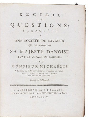 Instructions for Carsten Niebuhr's expedition to Arabia by Johann David Michaelis