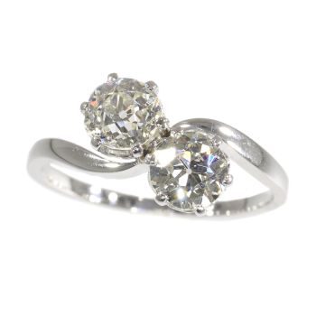 Vintage romantic diamond engagement ring a so-called toi et moi by Artista Desconocido