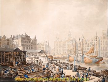 Dam Amsterdam  vismarkt by Thomas Rowlandson