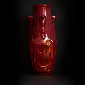 Ceramic deep red vase from Rambervillers by Artiste Inconnu