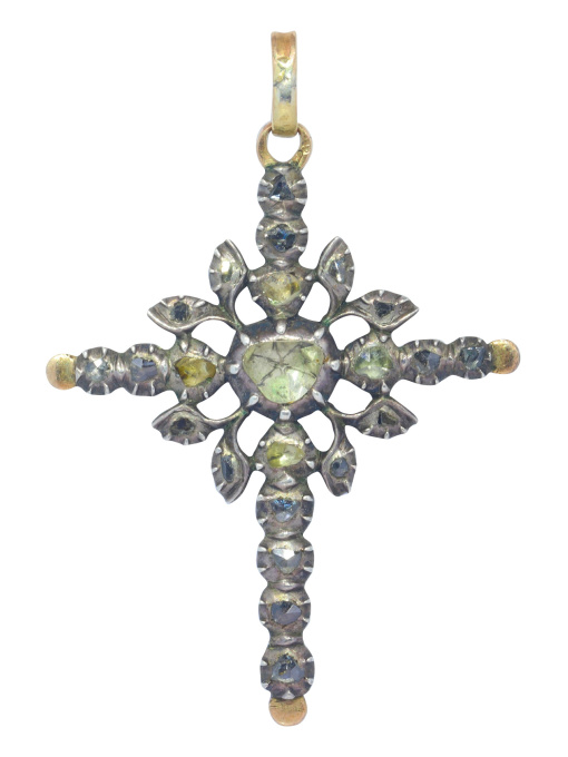 Antique early Victorian Belgian/French diamond cross pendant by Artista Sconosciuto