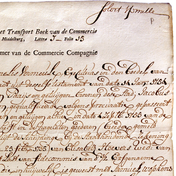  Share of 125 Flemish pounds January 6 1756 Middelburgsche Commercie Compagnie by Unbekannter Künstler