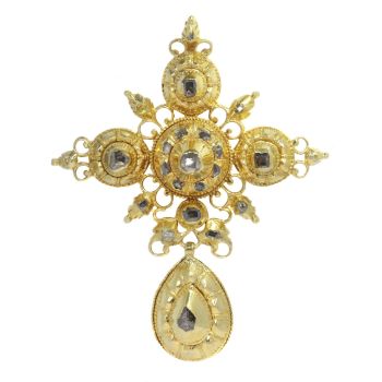 Genuine 17th Century Baroque gold and diamond cross by Artista Desconocido