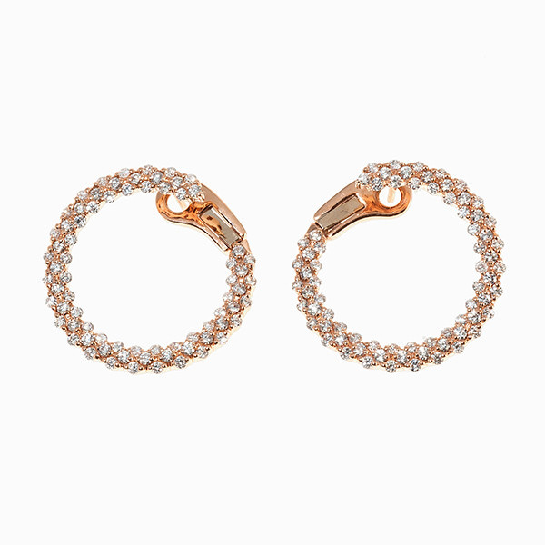 Circular earrings with brilliants by Onbekende Kunstenaar