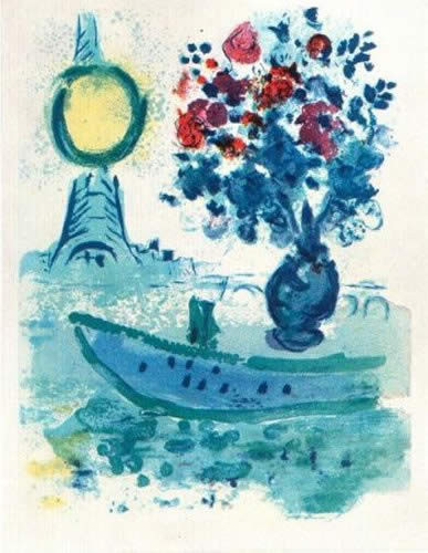 Bateau-Mouche au Bouquet by Marc Chagall