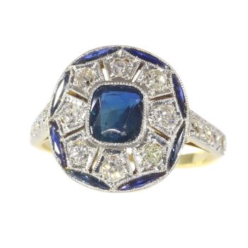 Vintage Art Deco diamond and sapphire engagement ring by Unknown Artist
