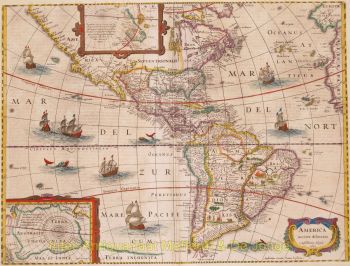 America rare map  by Hondius/Janssonius
