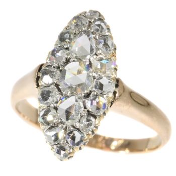 Antique Victorian diamond boat shaped ring with rose cut diamonds by Artista Desconocido