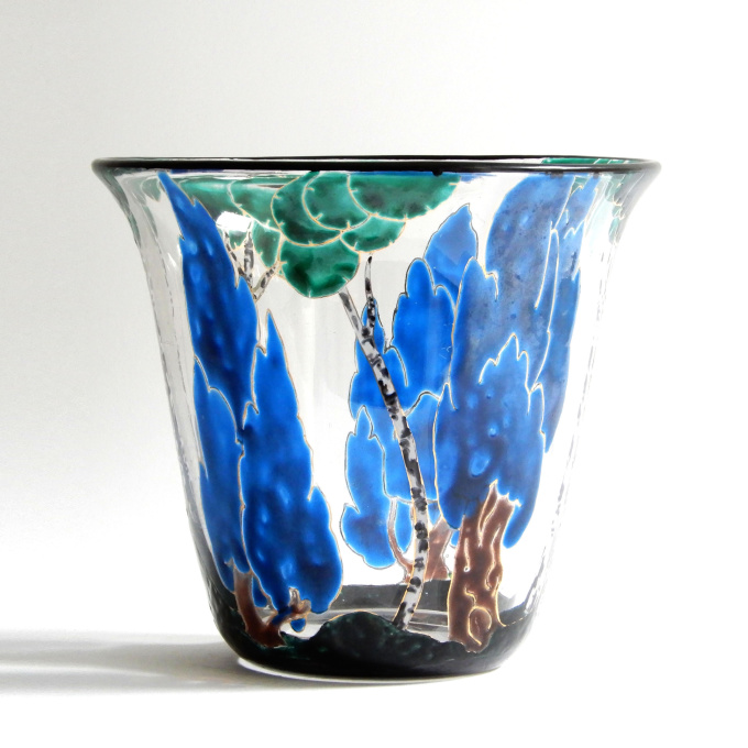Vase with enamel landscape by Marcel Goupy