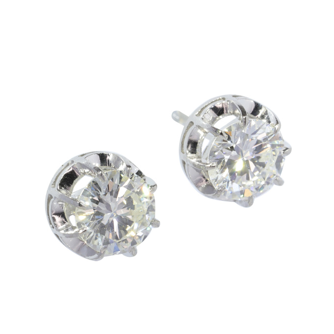 Vintage 1950's diamond earstuds 2.40 crt total diamond weight by Unknown artist