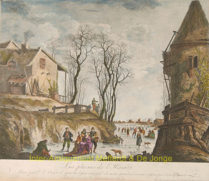 ijsgezicht, winter scene, after Jean Baptiste Pillement by Pierre Charles Canot