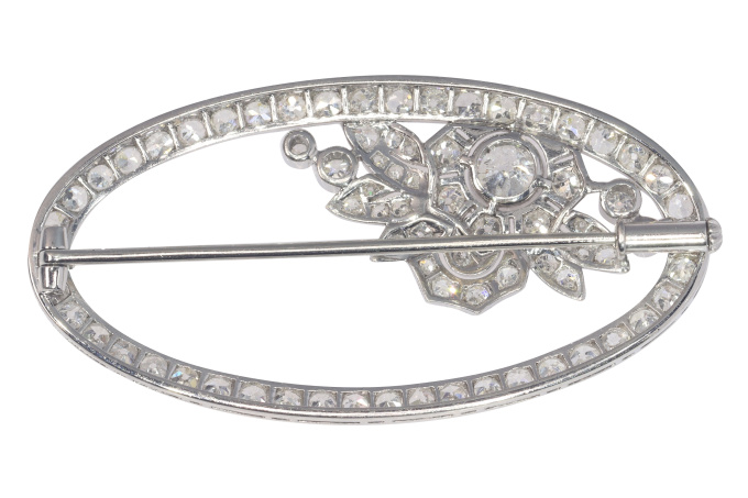 Vintage Fifties Art Deco style platinum diamond brooch by Onbekende Kunstenaar