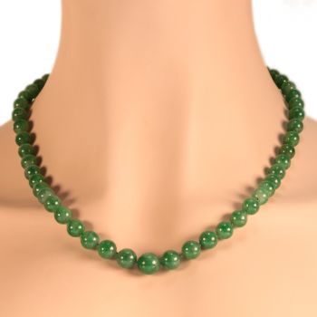 Certified top quality natural jadeite necklace of 53 beads (67,51 grams) - A-Jade, translucent, mottled light green and green by Unknown Artist