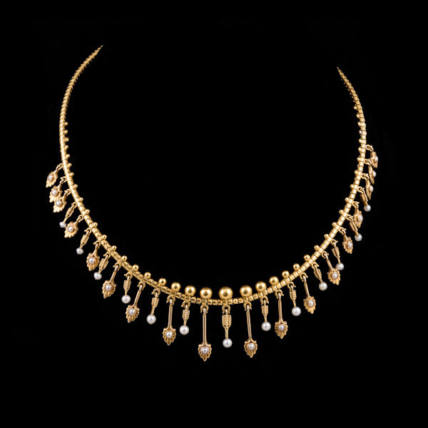 Neo-etruskan yellow gold necklace by Unbekannter Künstler