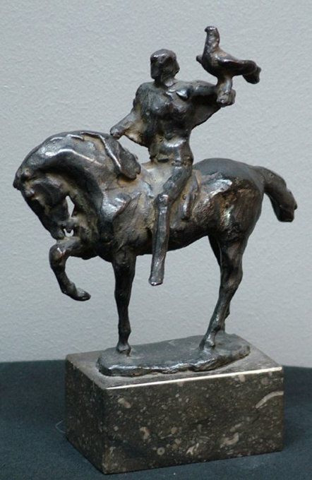 Falconer on horseback by Floyd Tennison Dewitt