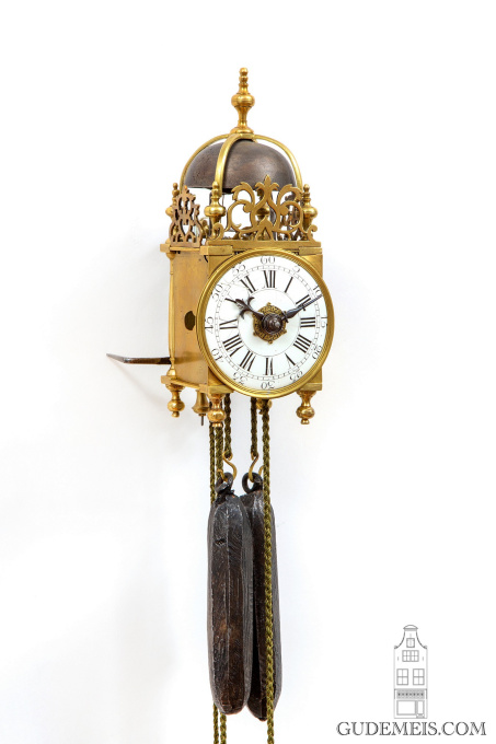 A rare miniature French brass striking and alarm lantern clock, circa 1750 by Artista Sconosciuto
