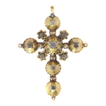 Antique Georgian gold diamond cross with old mine brilliant cut diamonds by Unknown Artist