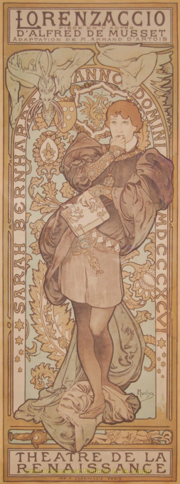 Lorenzaccio (Sarah Bernhardt)  by Alphonse Mucha