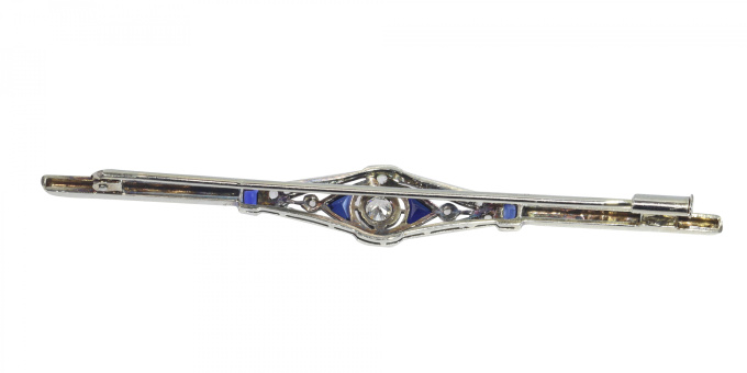 Vintage Art Deco diamond and sapphire bar brooch by Unknown artist