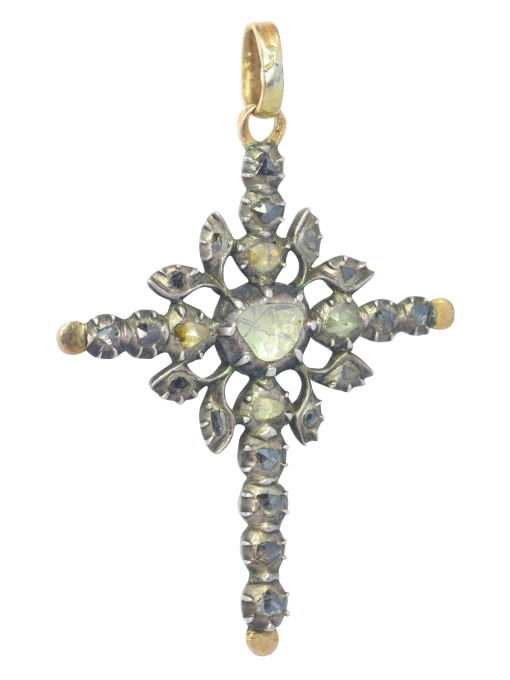 Antique early Victorian Belgian/French diamond cross pendant by Unknown artist