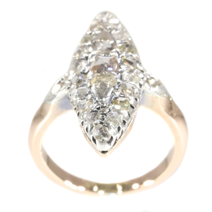 Antique boat shaped diamond engagement ring by Unknown Artist